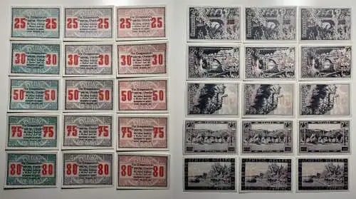 15 Banknoten 25 bis 80 Heller Notgeld Ortsgemeinde Pupping 1920 (154833)