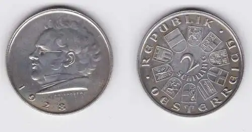 2 Schilling Silber Münze Österreich Schubert 1928 (155060)