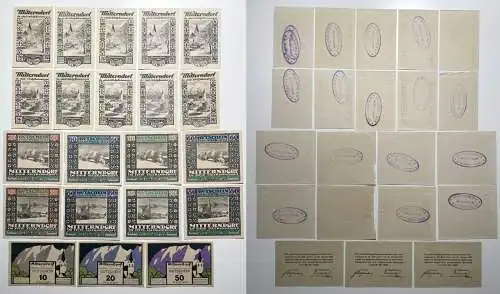 21 Banknoten 10 bis 80 Heller Notgeld Gemeinde Mitterndorf 1920 (154825)