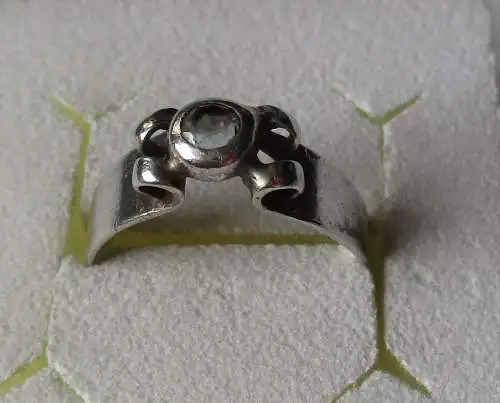 eleganter 835er Silber Damenring mit farblosem Schmuckstein (100330)