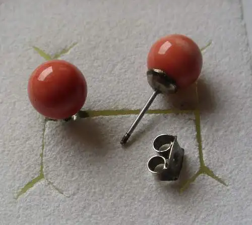 elegante Ohrringe Ohrstecker mit rosaroter Perle (126387)