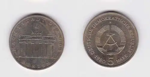 DDR Gedenk Münzen 5 Mark Brandenburger Tor 1980 Stempelglanz (153391)