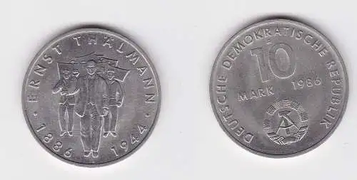DDR Gedenk Münze 10 Mark Ernst Thälmann 1986 Stempelglanz (146326)