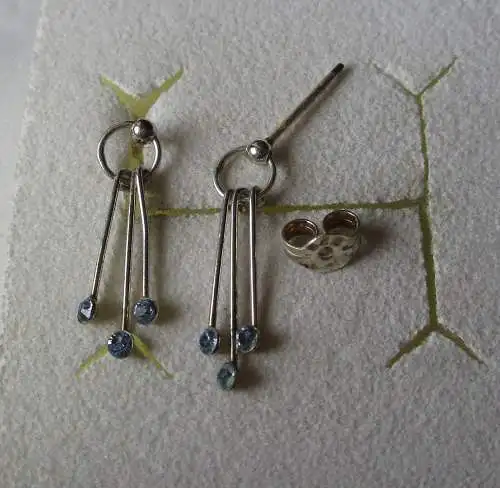 elegante Silber Ohrring Ohrstecker mit Stein Anhängern (163104)