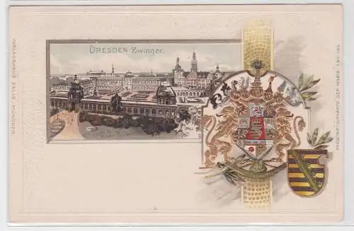 20449 Wappen Passepartout AK Dresden - Zwinger 1900
