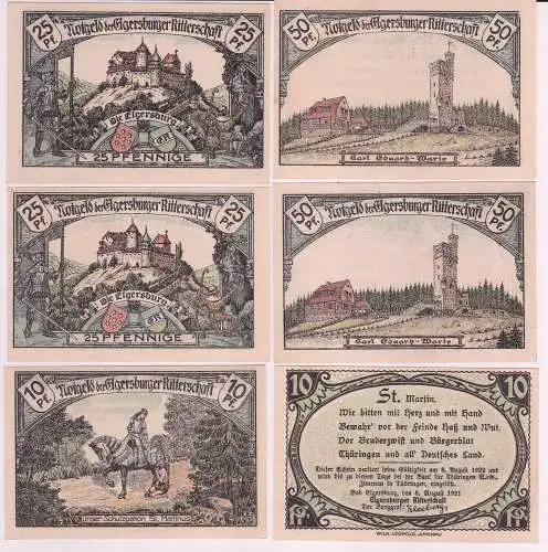 6 Banknoten Notgeld Bad Elgersburg Elgersburger Ritterschaft 1921 (162241)