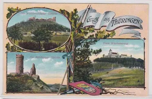 900040 AK Gruss aus Thüringen - Wanderslebener Gleiche, Veste Wachsenburg