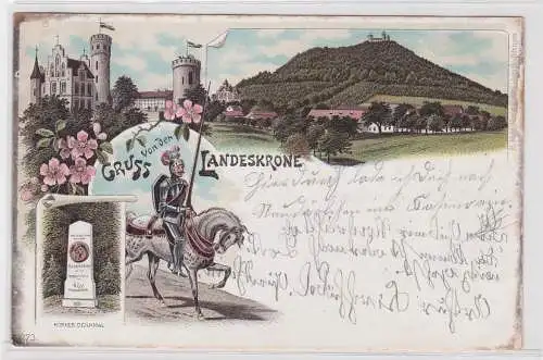904308 Lithografie AK Gruss von der Landeskrone (Sedło) - Körner Denkmal 1902