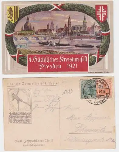 903229 Künstler Passepartout AK 4. Sächsisches Kreisturnfest Dresden 1921