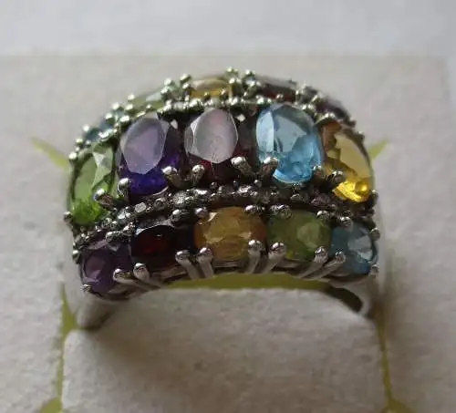 hochwertiger 925er Sterling Silber Ring mit farbigen Edelsteinen (129908)