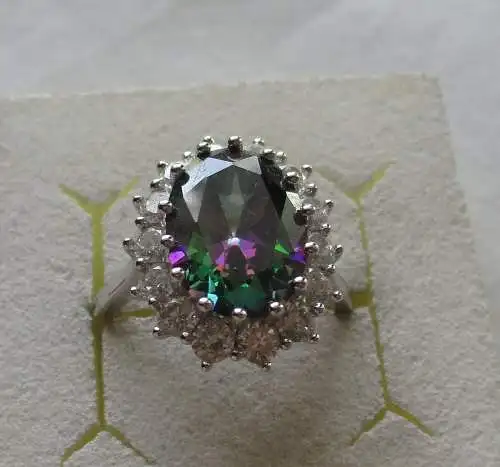 hochwertiger 925er Sterling Silber Ring mit mehrfarbigem Edelstein (117806)