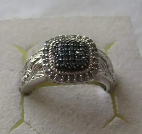 eleganter 925er Sterling Silber Ring mit blauen & farblosen Edelsteinen (118936)