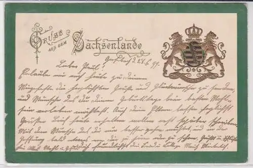 62373 Wappen AK Gruss aus dem Sachsenlande 1899