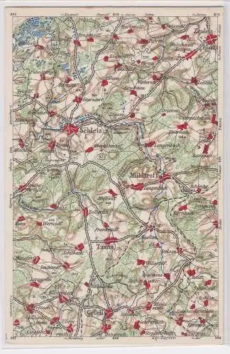 903475 Landkarten Ak Wona-Karte D Schleiz, Mühltroff, Gefell, Tanna usw.