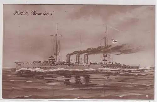 37368 Foto Ak S.M.S. "Graudenz" um 1920