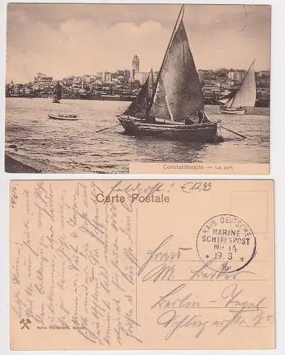 905364 AK Constantinople - Le Port Hafen mit Segelbooten - Schiffspost 1916