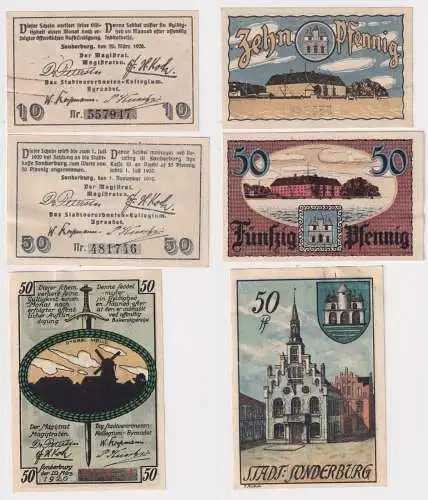 3 Banknoten Notgeld Stadt Sonderburg Sønderborg 1919-1920 (169094)