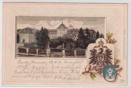 908298 Wappen Präge Ak Barby kgl.Preußisches Schullehrer Seminar 1901