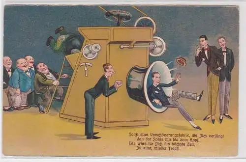 07260 Humor Ak "Solch eine Verschönerungsfabrik, die dich verjüngt ..." um 1920