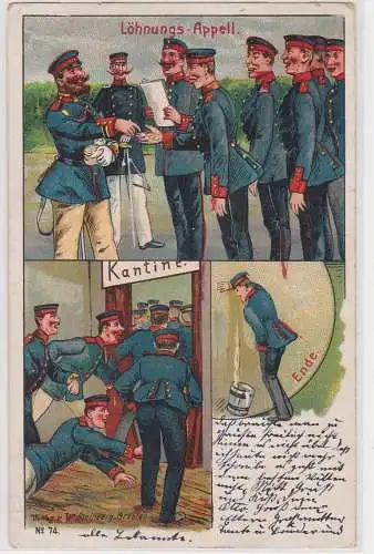 904182 Militär Humor Ak Löhnungs-Appell 1906