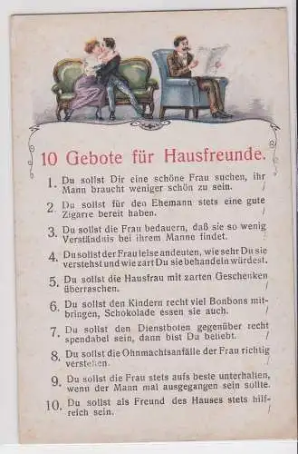 07058 Humor Ak "10 Gebote für Hausfreunde" um 1920