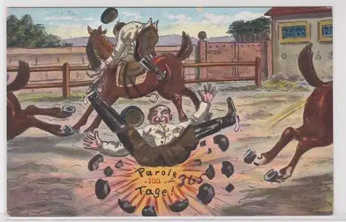 904184 Militär Humor Ak Kavallerie "Parole 100 Tage" 1910