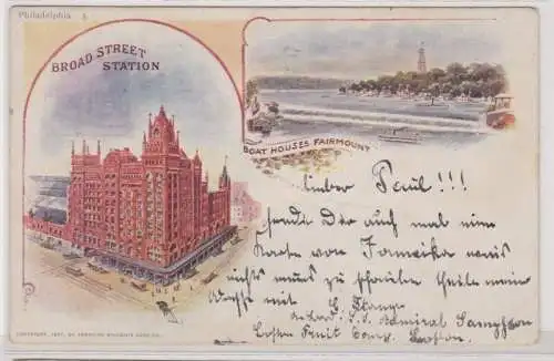 903551 Lithographie Ak Philadelphia Broad Street Station, Boat Houses Fairmont