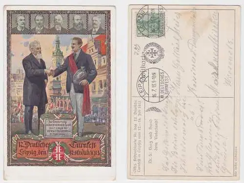 902872 Ak XII.Deutsches Turnfest zu Leipzig 1913 Herz und Hand dem Vaterland!