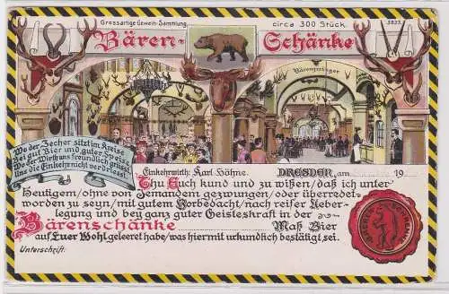 901078 Künstler AK Bruno Bürger Leipzig No. 3933 Bärenschänke Dresden um 1910