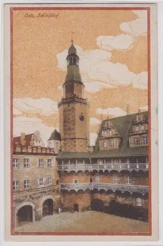 902450 Künstler Ak Oels Oleśnica Schloßhof 1929