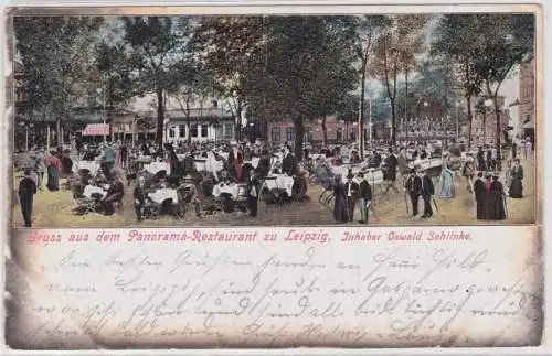 902507 Ak Gruß aus dem Panorama Restaurant Leipzig 1909