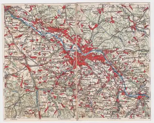 902682 Klapp Landkarten Ak Wona-Karte Dresden, Meißen, Pirna usw.