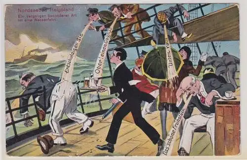 900252 Humor Ak Nordseebad Helgoland Übelkeit auf See um 1910
