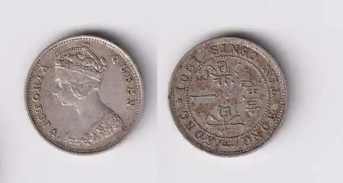 10 Cents Münze Silber Hongkong 1901 Queen Victoria ss+ (157483)