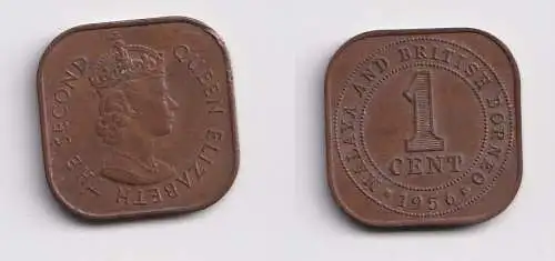 1 Cents Bronze Münze Malaya and British North Borneo 1956 Elisabeth II. (151239)
