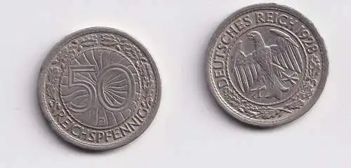 50 Pfennig Nickel Münze Weimarer Republik 1928 J (152285)