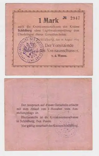1 Mark Banknote Kreis Schildberg bei Posen 18.August 1918 (164267)