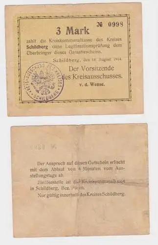 3 Mark Banknote Kreis Schildberg bei Posen 18.August 1918 (163630)