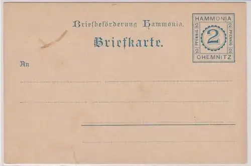93228 Ganzsachen Briefkarte Briefbeförderung Hammonia Chemnitz 2 Pf. vor 1900