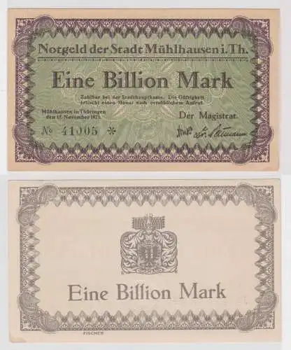 1 Billion Mark Banknote Inflation Stadt Mühlhausen 15.11.1923 (141274)