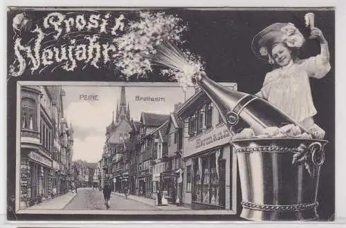 52789 Prosit Neujahr Ak Peine Breitestrasse  1906