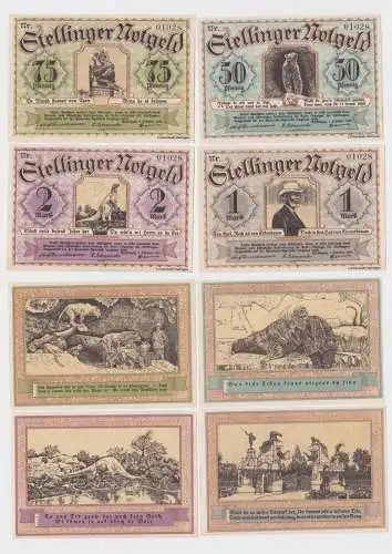 4 Banknoten 50,75 Pfennig 1,2 Mark Notgeld Gemeinde Stellingen 1921 (163960)