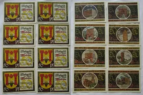 8 x 50 Pfennig Banknoten Notgeld der Stadt Malchin o.D. (1922) (161189)