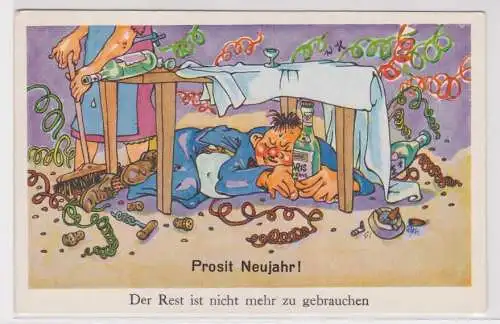 900904 Prosit Neujahr Humor Ak "Der Rest ist nicht mehr zu gebrauchen" um 1940