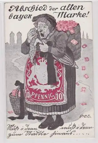 28393 Ak Abschied der alten Bayern Briefmarken 1911