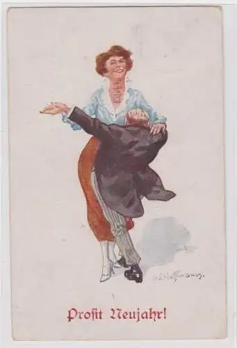 903282 Prosit Neujahr Humor Ak Tanzpaar um 1920