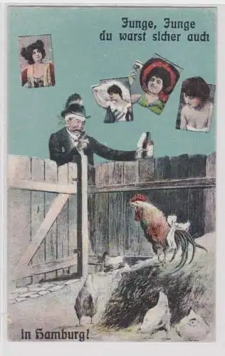 03463 Humor Ak "Junge, Junge du warst sicher auch in Hamburg" um 1920