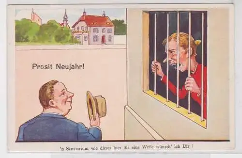 900258 Prosit Neujahr Humor Ak `n Sanatorium wie dieses hier für eine Weile ...