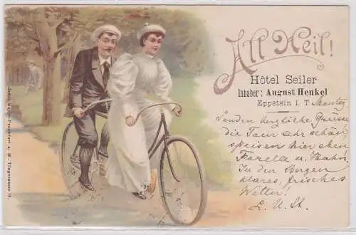 902260 Radfahrer Ak Lithographie Eppstein i.Taunus Hotel Seiler 1898