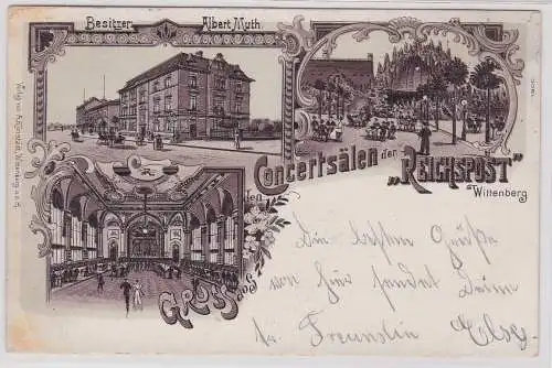 903773 Ak Lithographie Gruß aus den Conzertsälen der "Reichspost" Wittenberg 